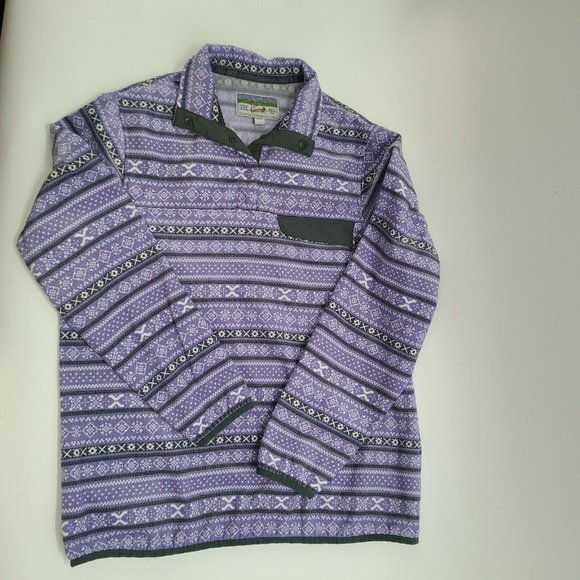 Jachs Cabin Sweaters - Jachs Cabin Mock Neck T Snap Purple Fleece Pullover Sweater Women's Sz‎ M
